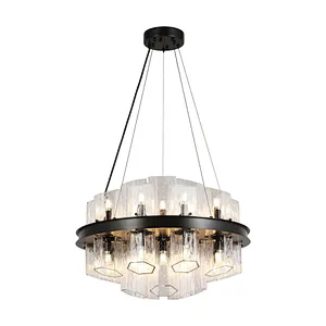 Elevate Your Interiors with the Hexagonal Textured Glass Chandelier: A Modern Lighting Marvel